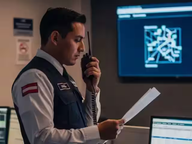 Operadores certificados monitoreando alarmas en tiempo real