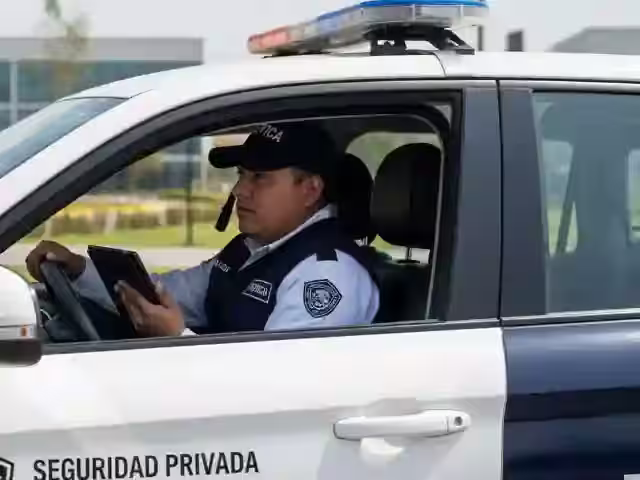 Guardias certificados SSC en patrulla nocturna de seguridad